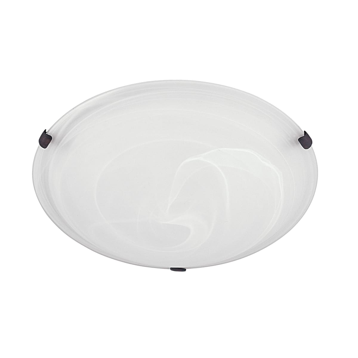 16" W x 5" H 3-Light Flush Mount with White Faux Alabaster Glass Shade and Bronze or Nickel Clips