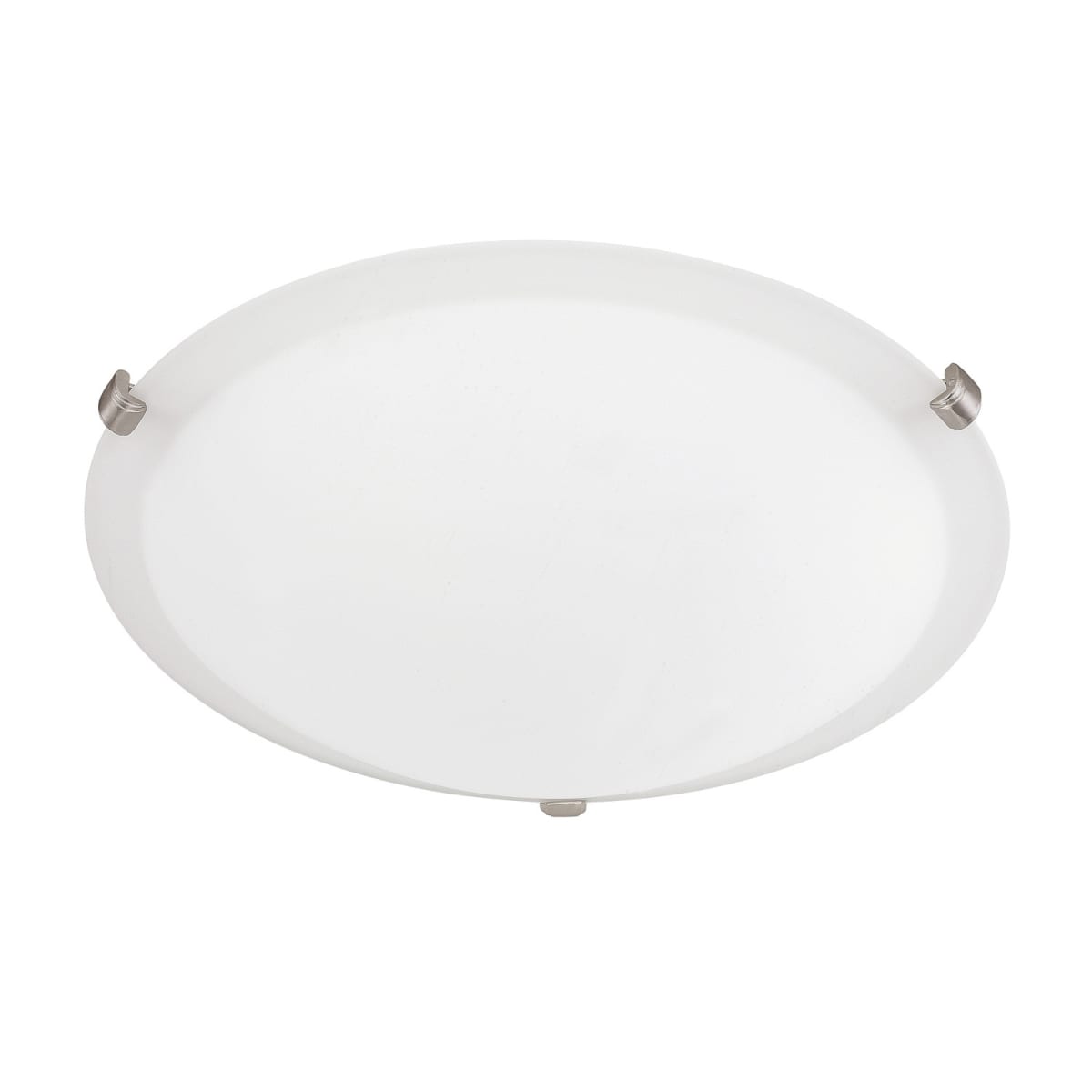 16" W x 5" H 3-Light Flush Mount with Soft White Glass Shade and Bronze or Nickel Clips