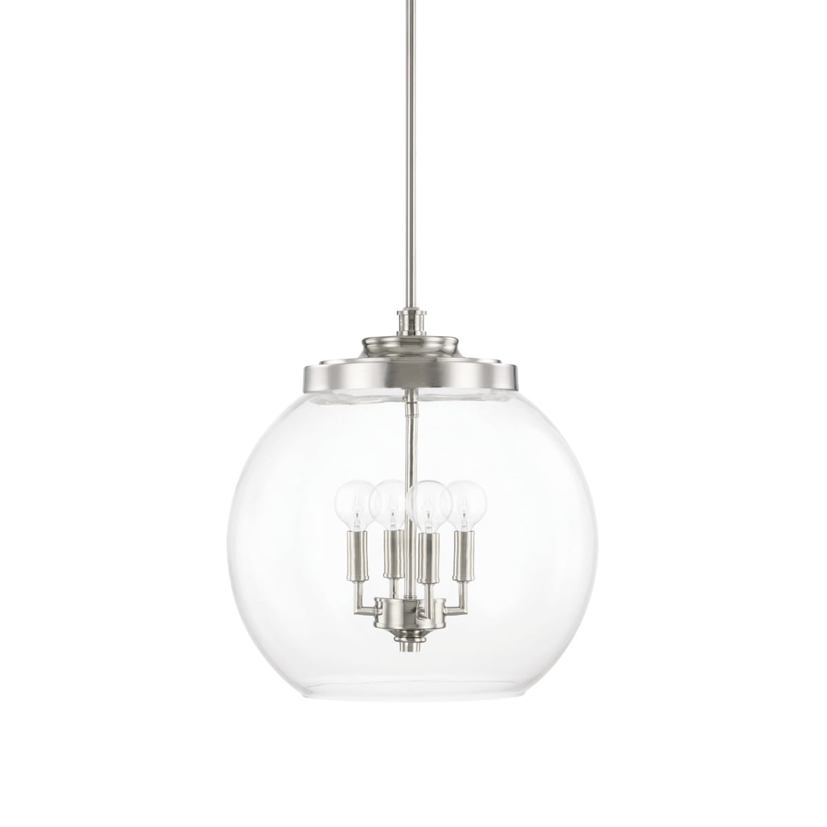 15.5" W x 16" H 4-Light Clear Glass Pendant in Polished Nickel