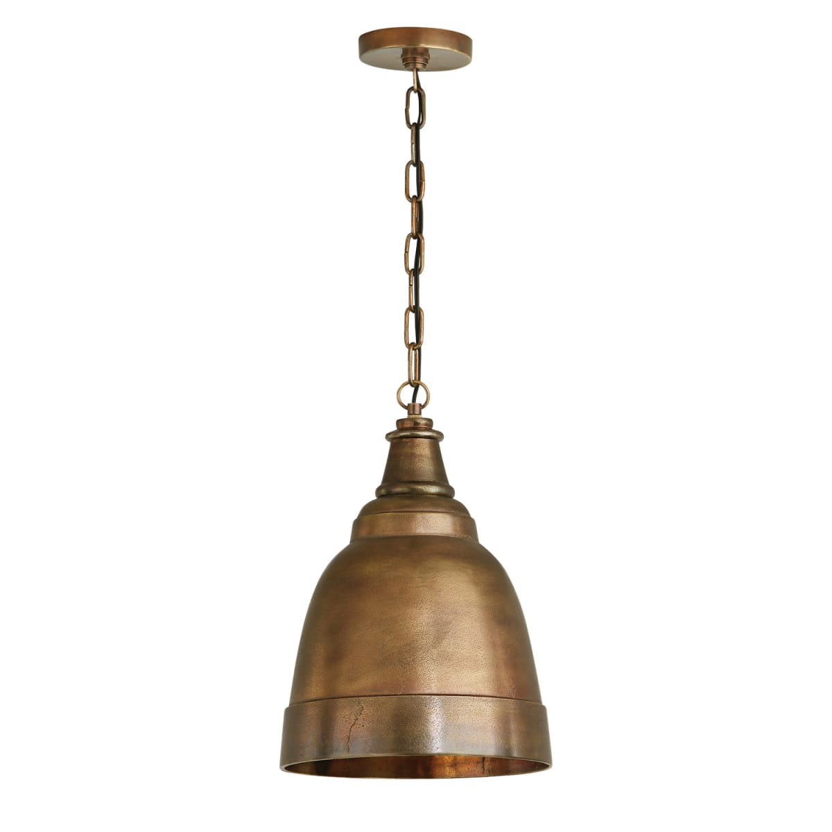 12" W x 16.5" H 1-Light Sand-Cast Bell Pendant in Oxidized Brass