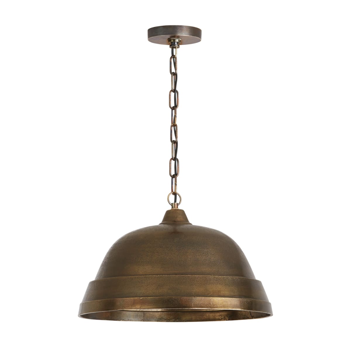 18" W x 11.5" H 1-Light Sand-Cast Bell Pendant in Oxidized Brass