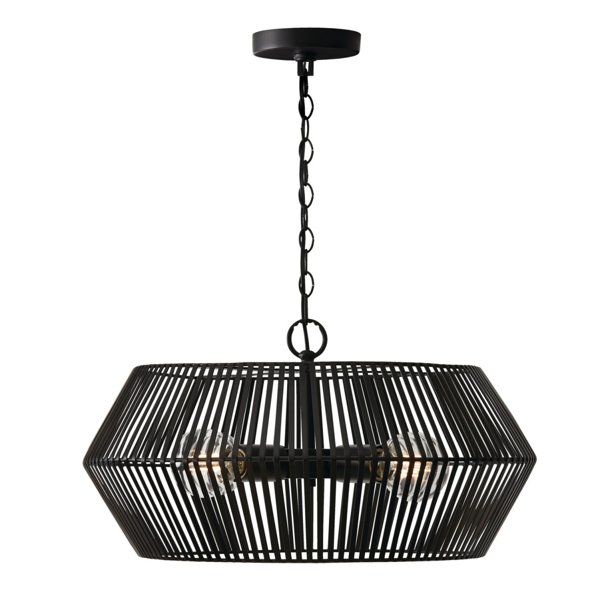 22"W x 11.50"H 4-Light Angular Metal Pendant in Matte Black