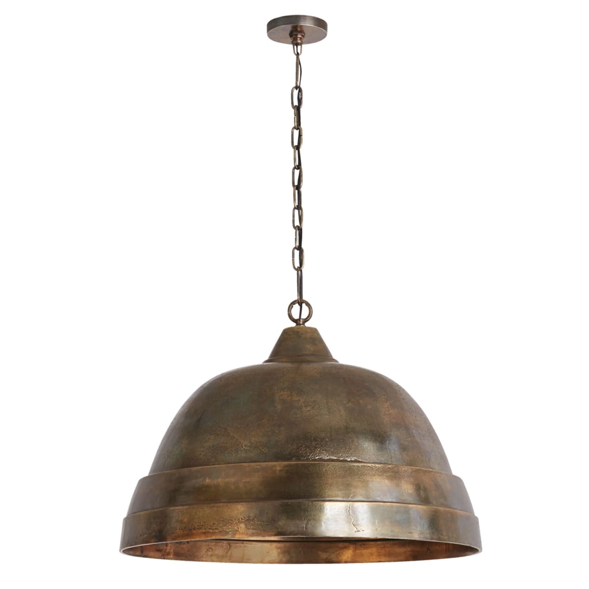 28" W x 20" H 1-Light Sand-Cast Bell Pendant in Oxidized Brass