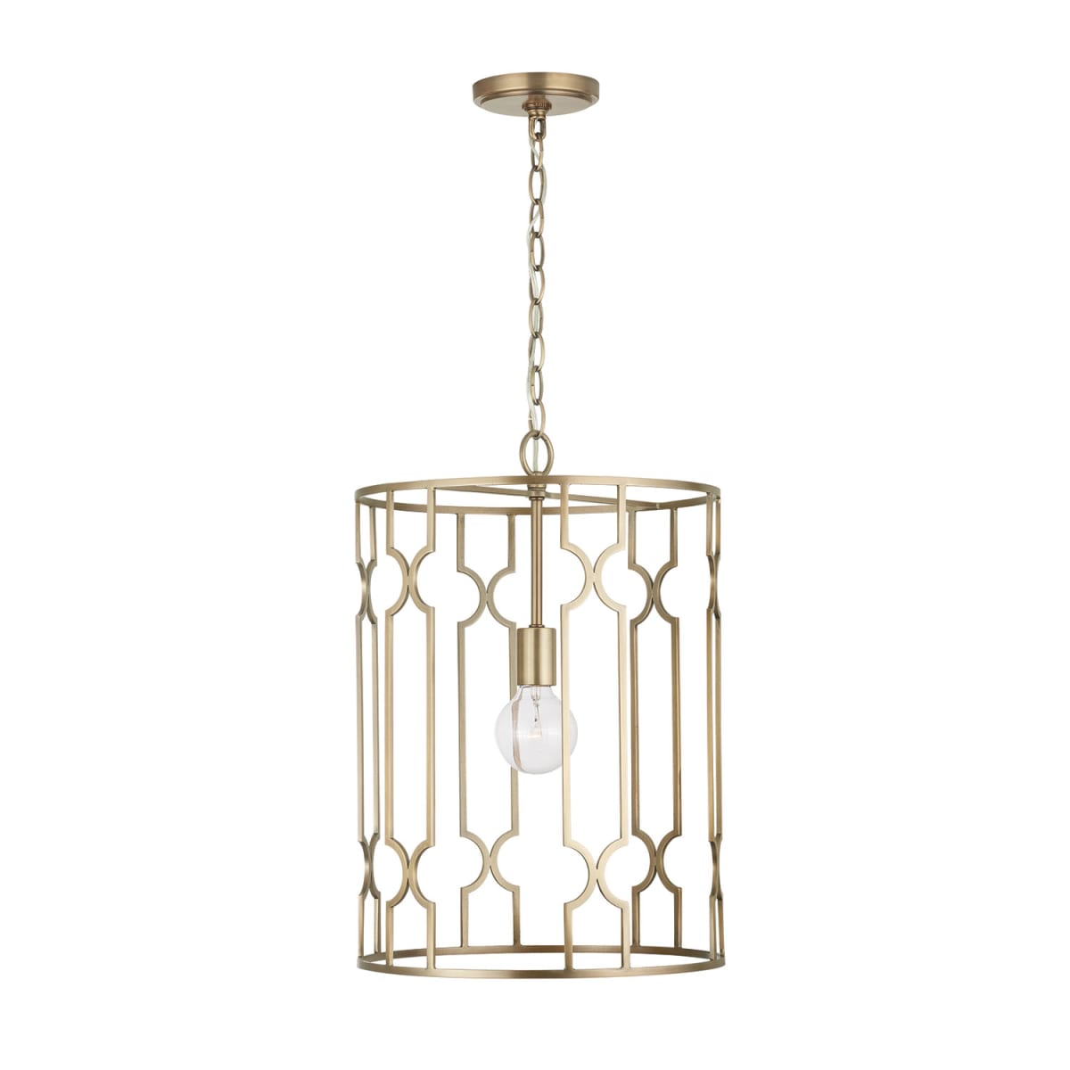 14" W x 20" H 1-Light Pendant in Aged Brass