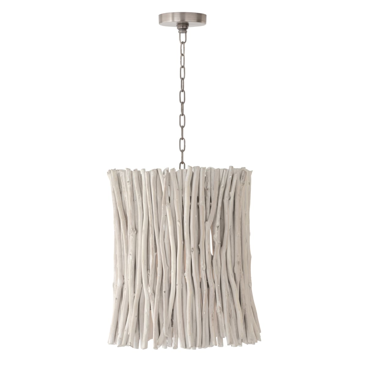 15.5" W x 18" H 4-Light Medium Pendant in Brushed Pewter made with Handcrafted Eucalyptus
