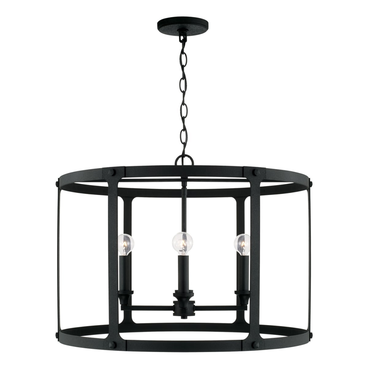 25" W x 18" H 4-Light Large Pendant in Black Iron