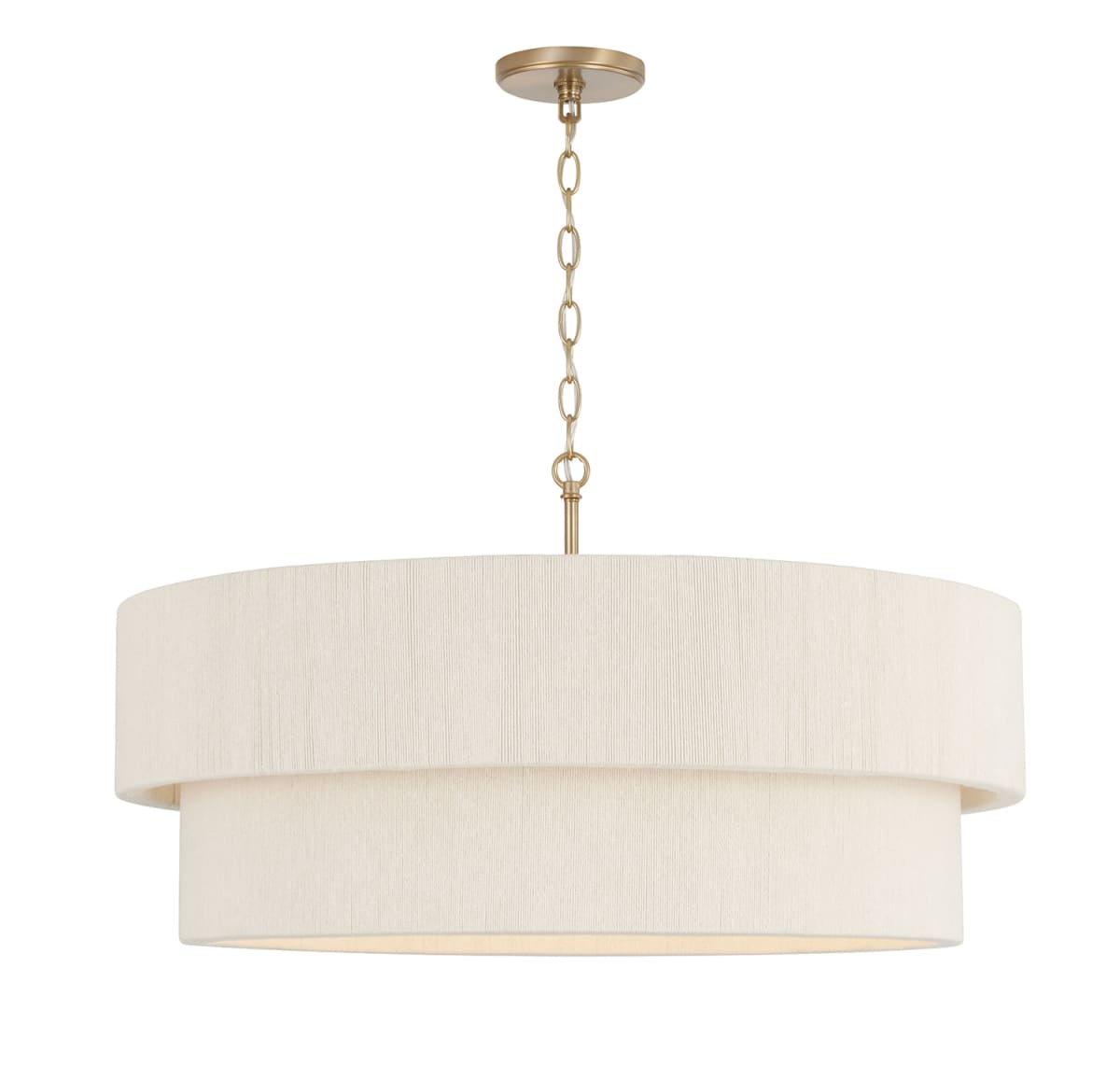 30"W x 16.25"H 4-Light Pendant in Matte Brass with Bleached Natural Rope