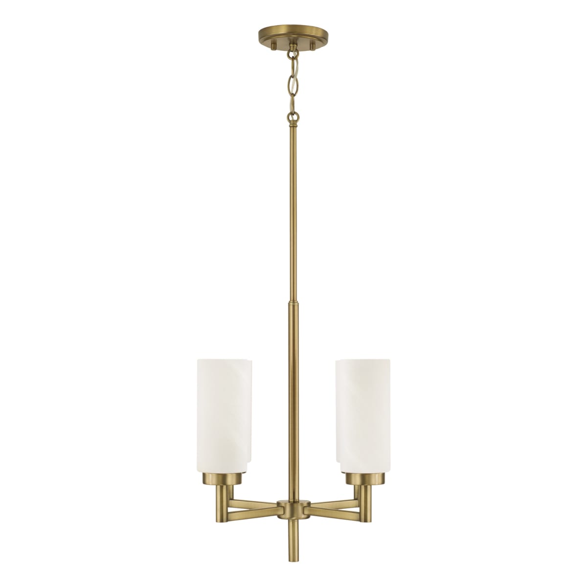 16.25"W x 17.25"H 4-Light Cylindrical Chandelier Pendant in Aged Brass with Faux Alabaster Glass