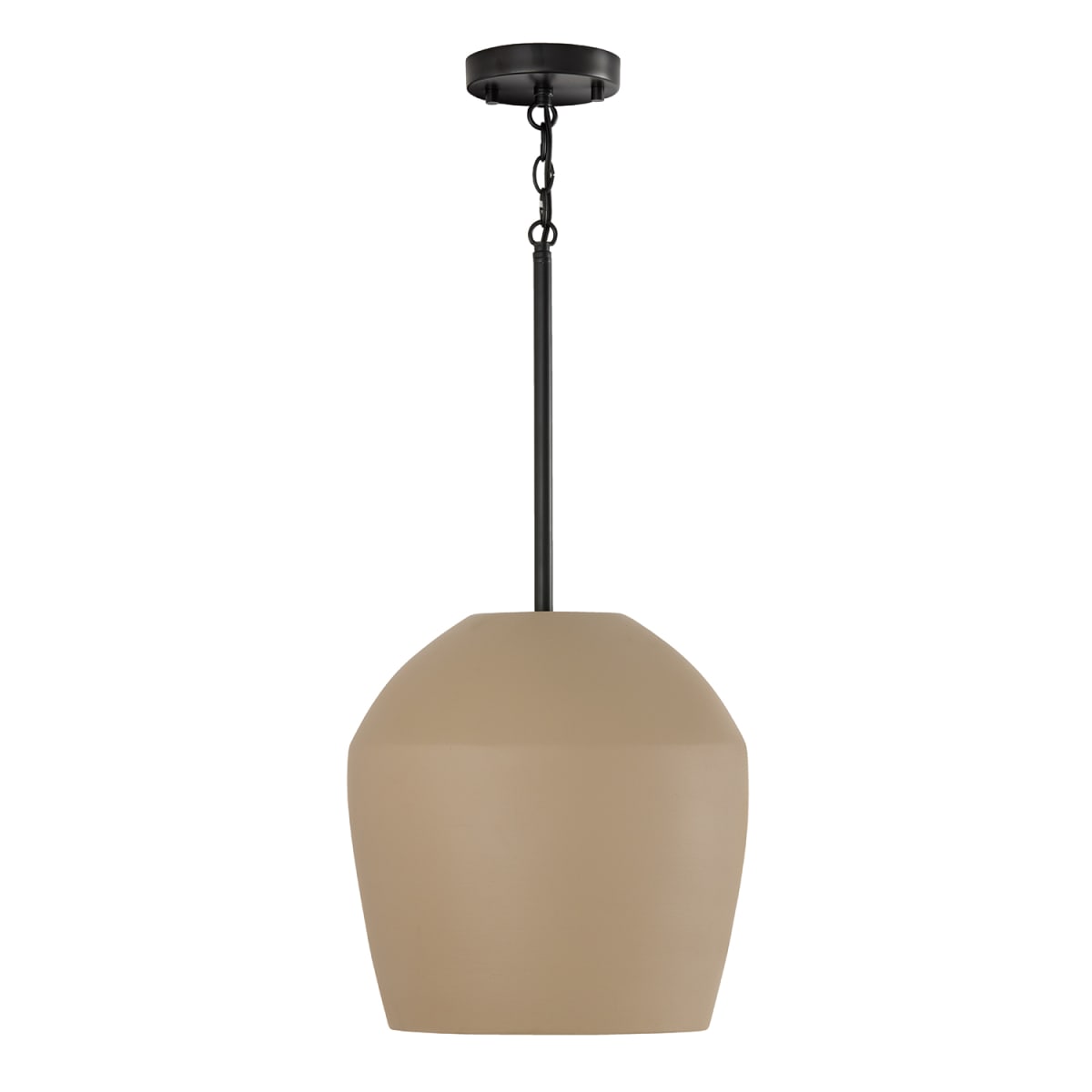 12.5" W x 14" H 1-Light Handcrafted Terracotta Pendant in Sienna and Matte Black