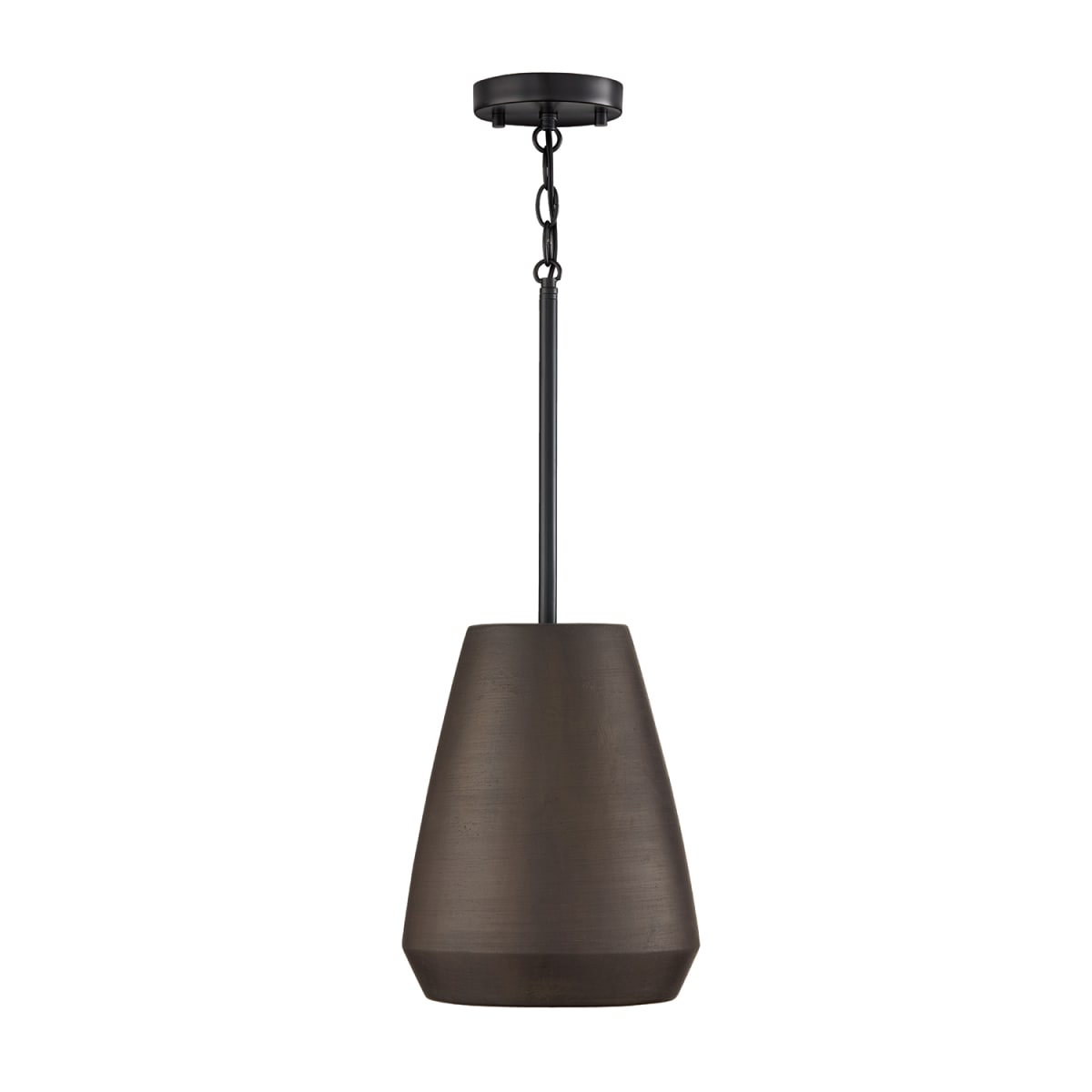 9.75" W x 13.25" H 1-Light Handcrafted Terracotta Pendant in Umber and Matte Black