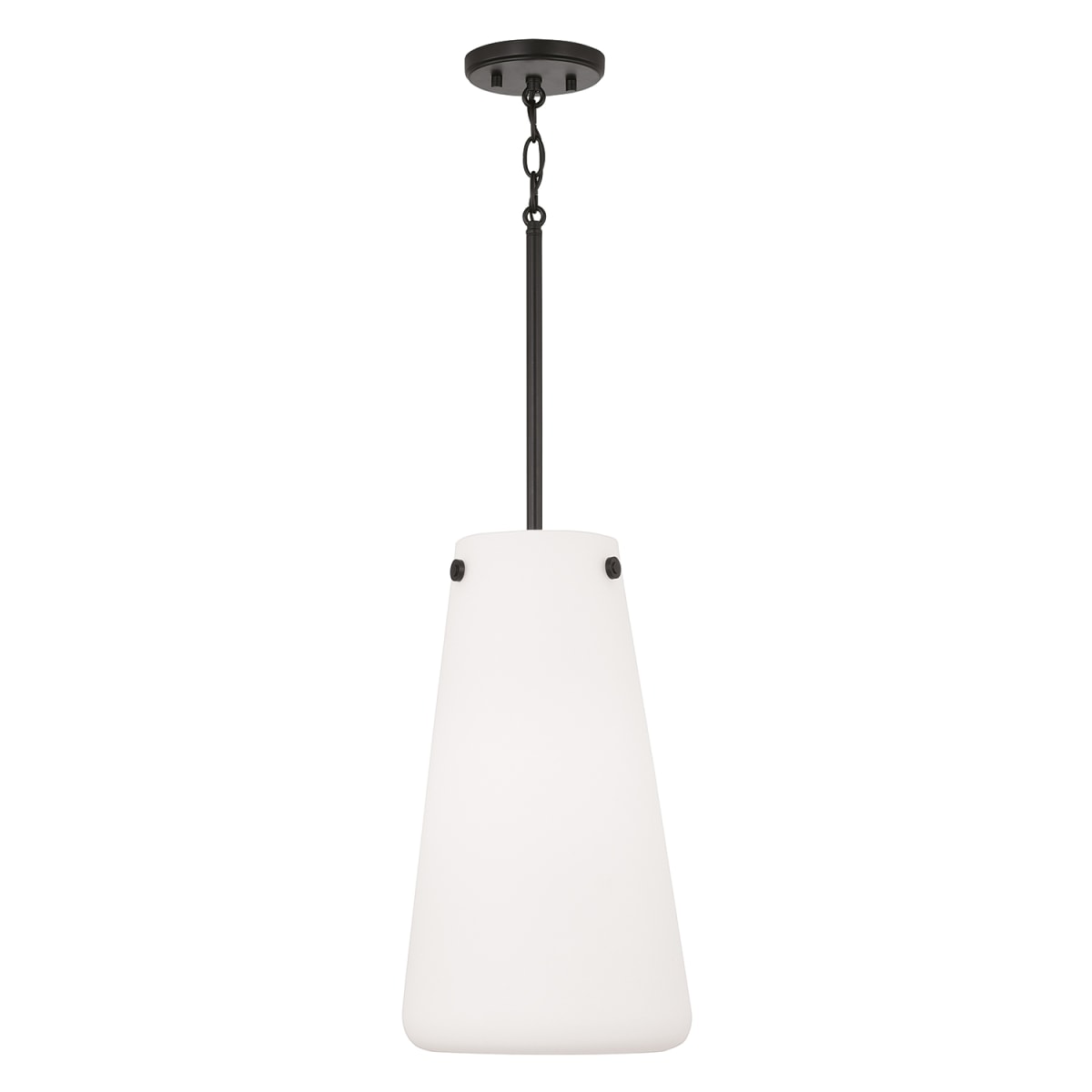 10.5" W x 18.5" H 1-Light Pendant in Matte Black with Tapered Soft White Glass