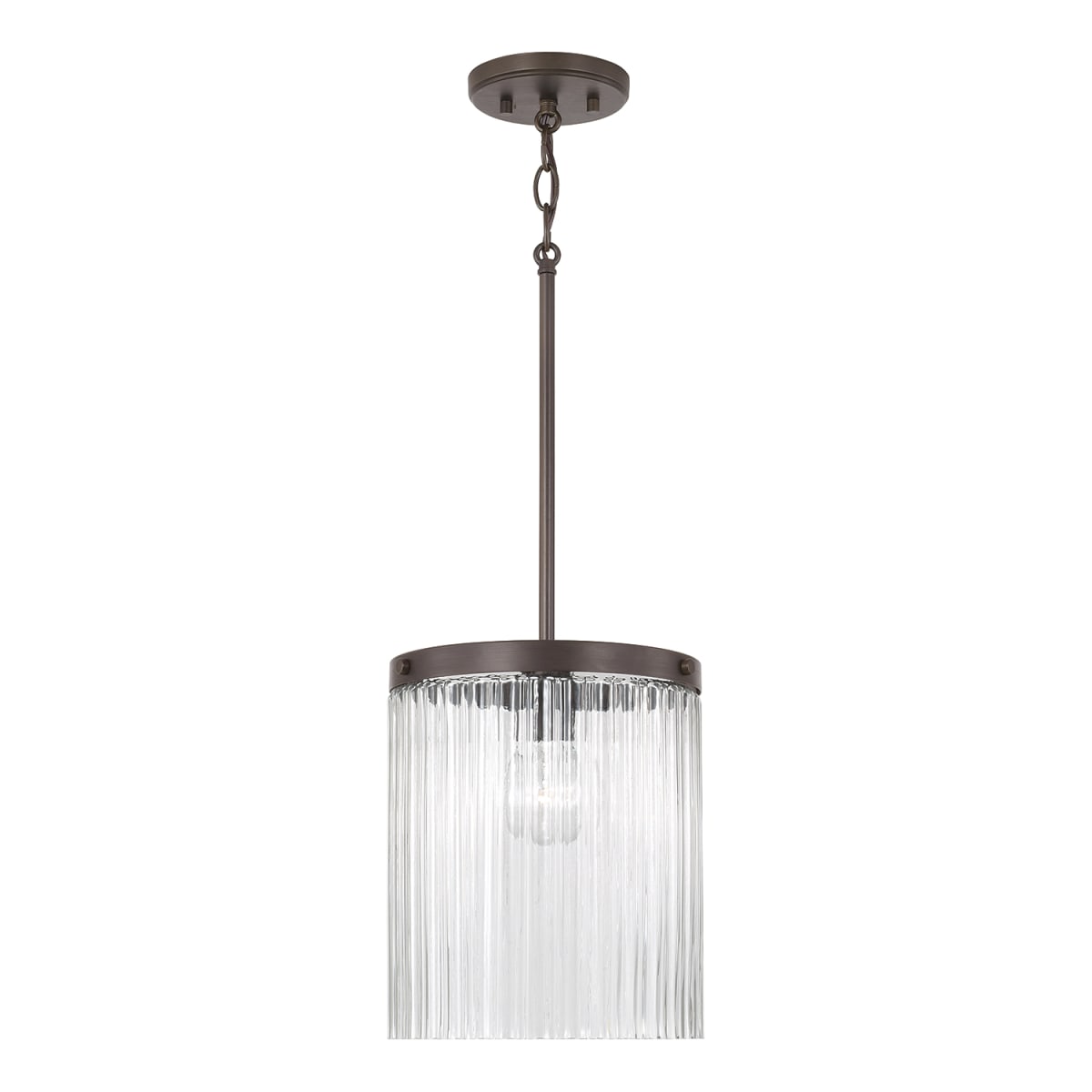 11" W x 16" H 1-Light Pendant in Oil Rubbed Bronze with Clear Beveled Fluted Glass