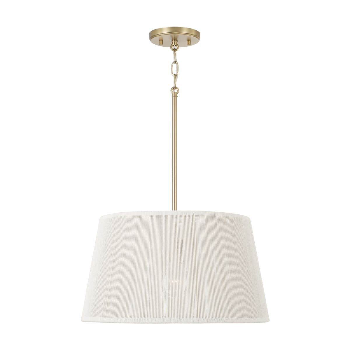 17.75" W x 10" H 1-Light Handcrafted Pendant in Matte Brass with Hand-wrapped Bleached Natural Rope