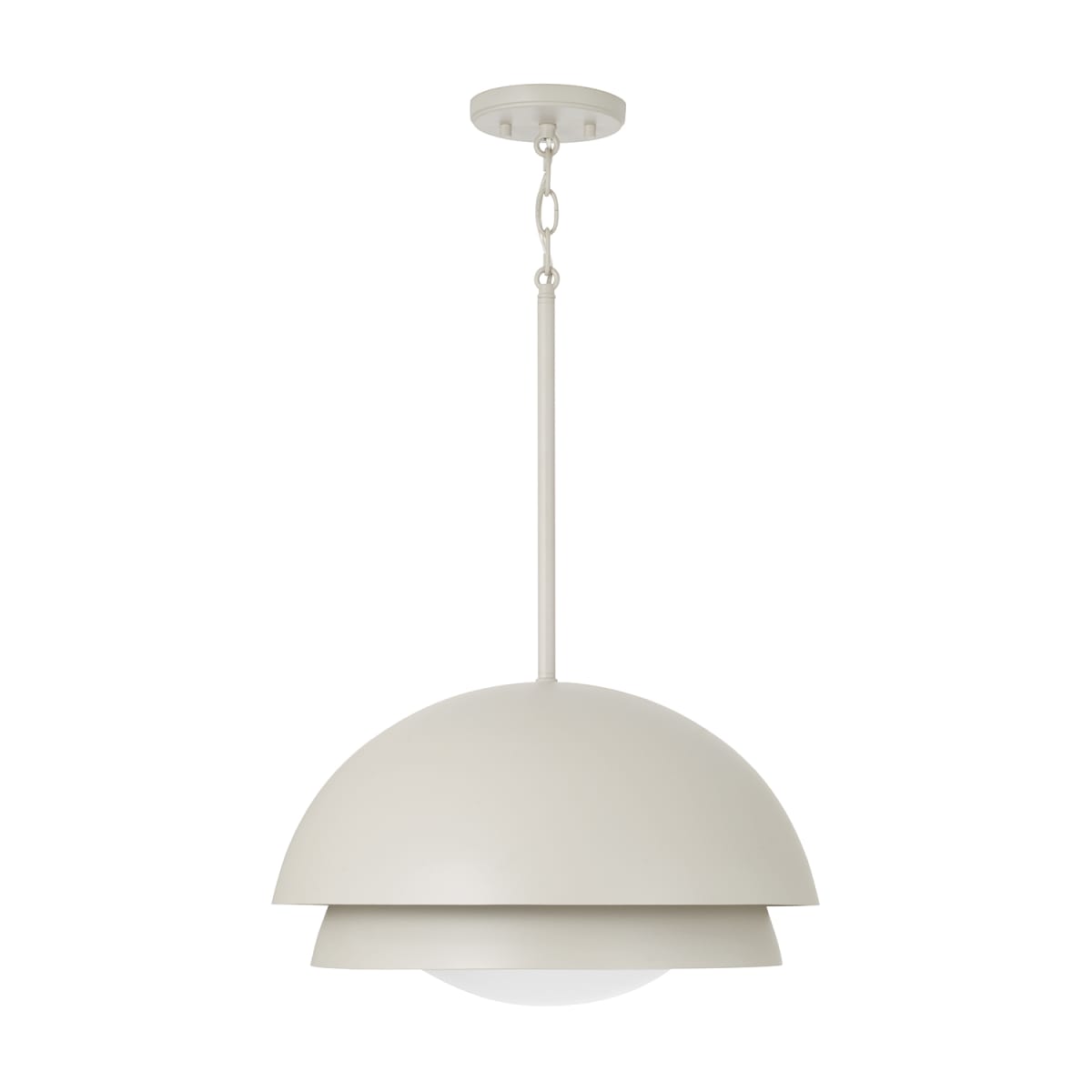 17.25" W x 10.5" H 1-Light Modern Tiered Dome Pendant in Taupe with Soft White Glass Diffuser