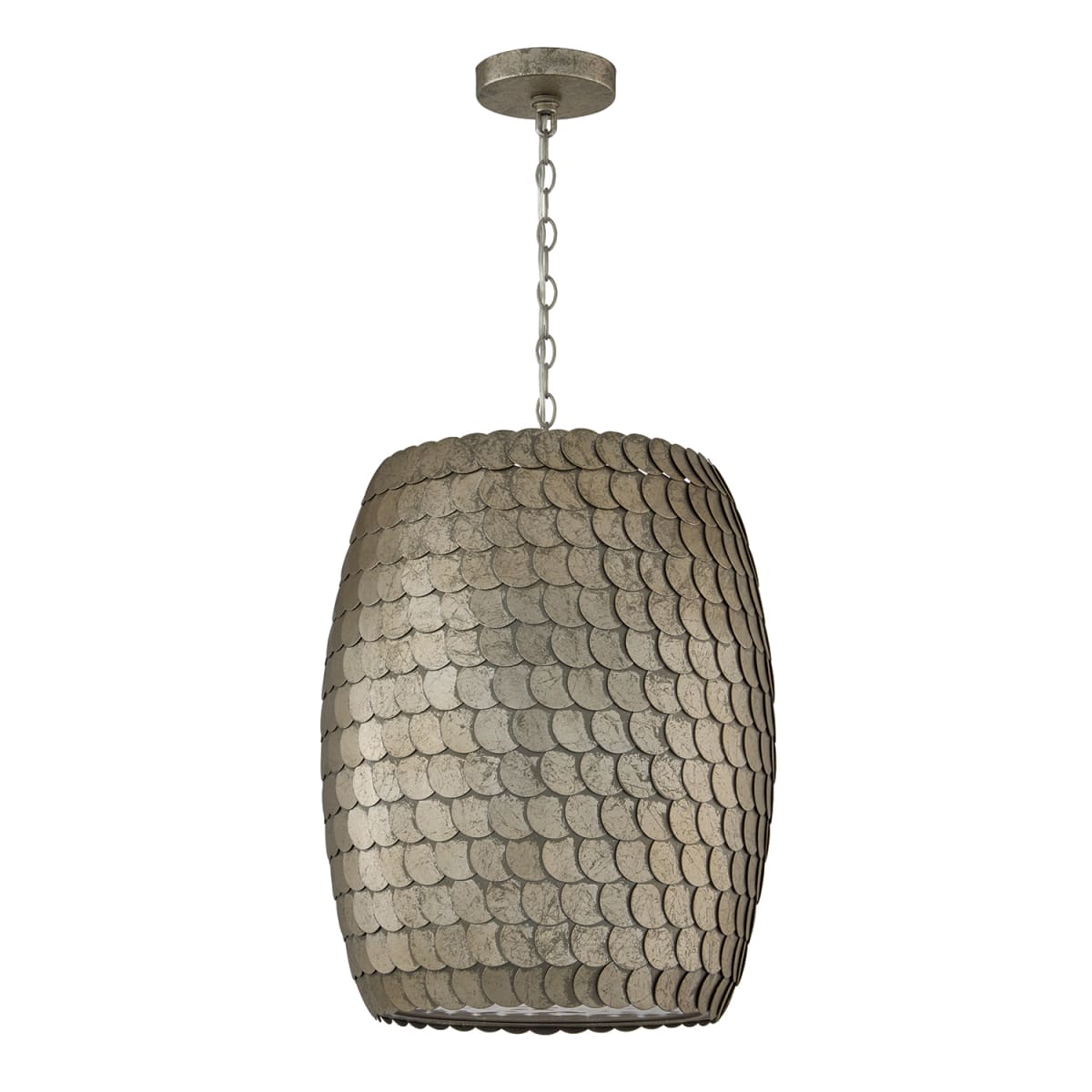 15" W x 20.5" H 1-Light Pendant in Grecian Luster with Handcrafted Disc Design and Real Alabaster Diffuser