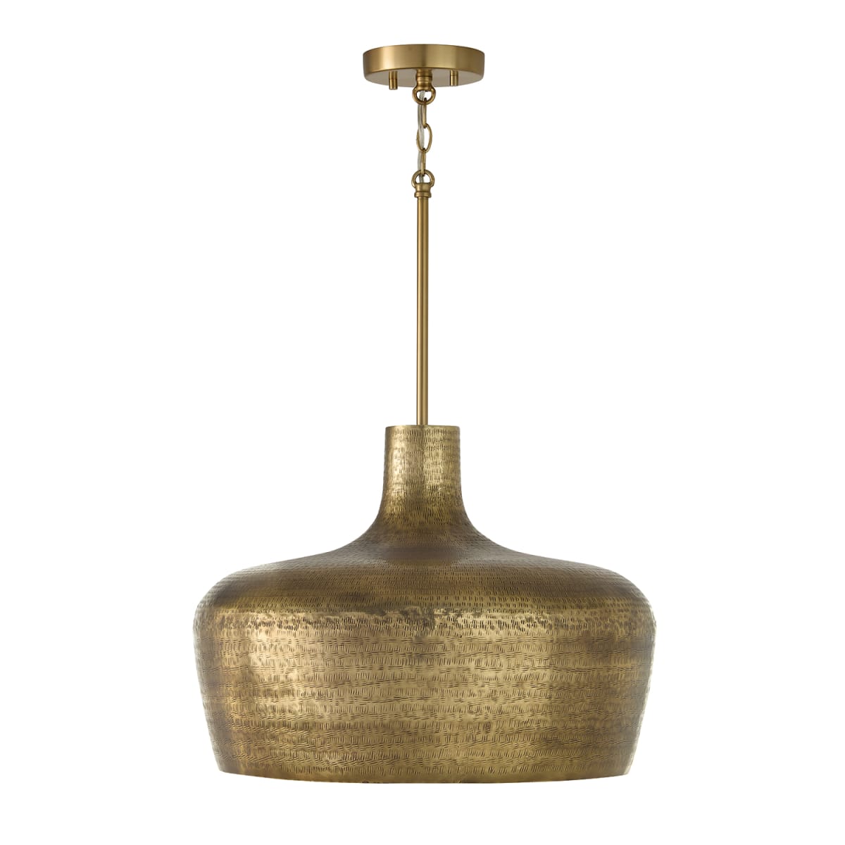 19.5" W x 15" H 1-Light Handcrafted Pendant in Tibetan Hammered Brass