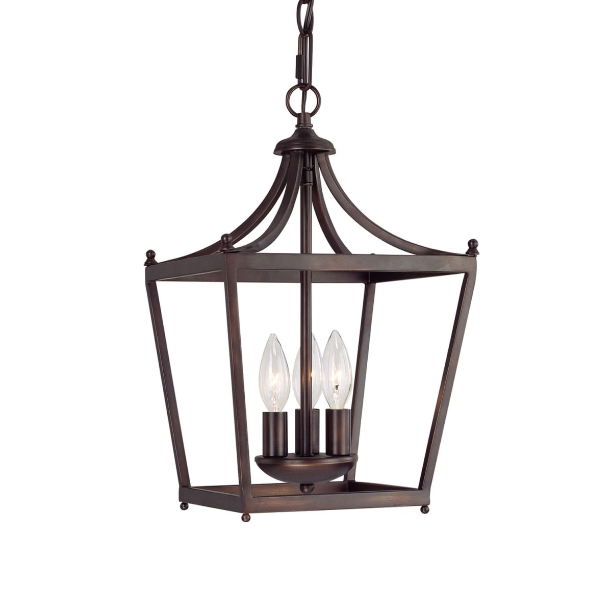 10" W x 17" H 3-Light Lantern Foyer Pendant in Burnished Bronze