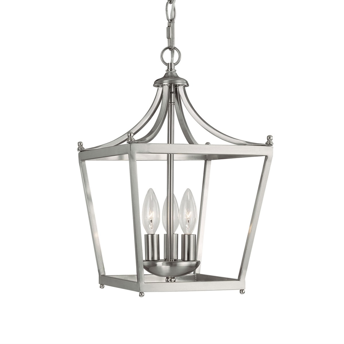 10" W x 17" H 3-Light Lantern Foyer Pendant in Brushed Nickel