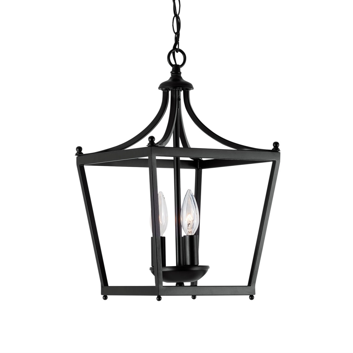 10" W x 17" H 3-Light Lantern Foyer Pendant in Matte Black