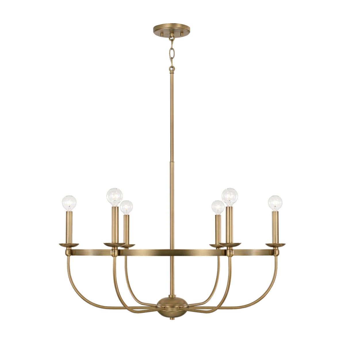 30"W x 21"H 6-Light Chandelier in Aged Brass