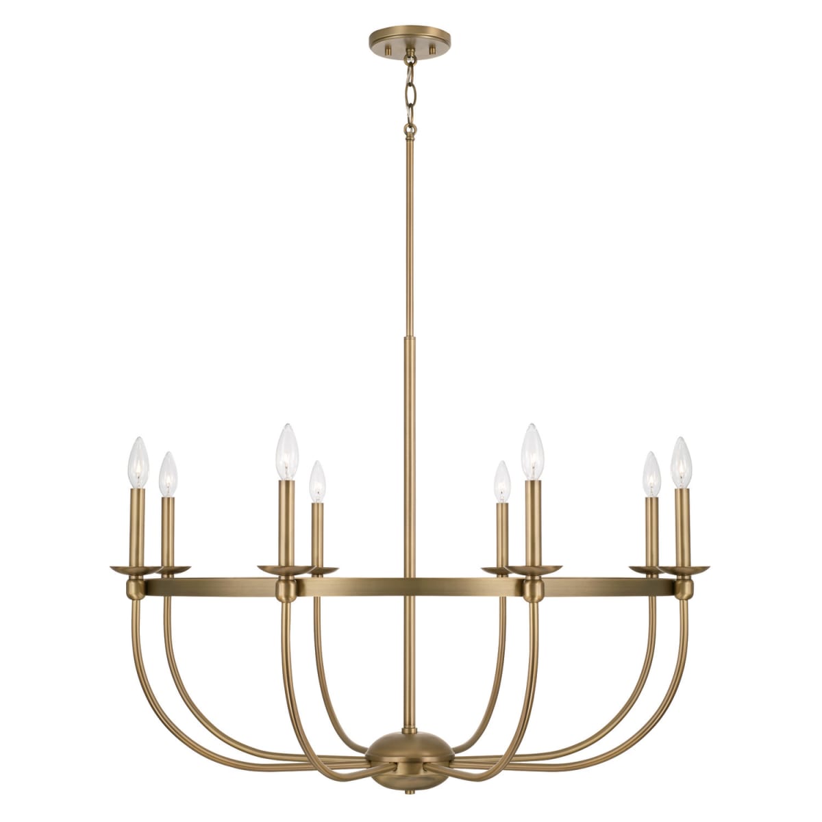 38"W x 28.75"H 8-Light Chandelier in Aged Brass
