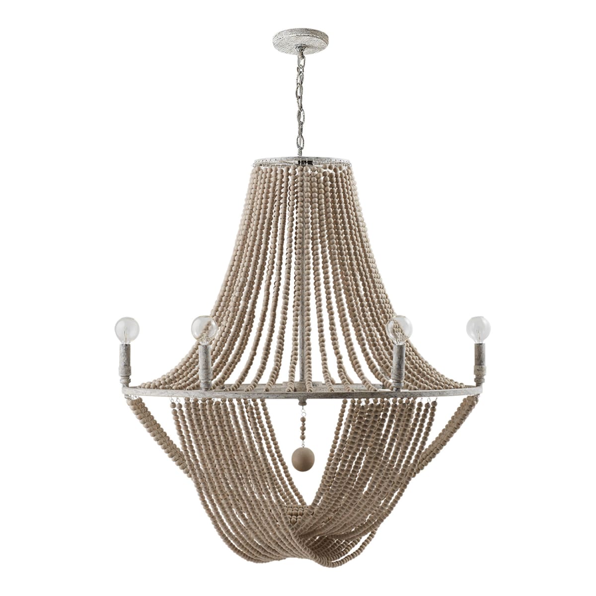 28.5" W x 34" H 6-Light Beaded Chandelier in Mystic Sand