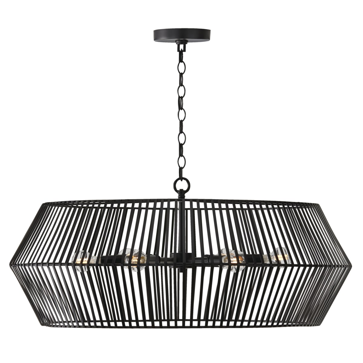 31"W x 12.75"H 6-Light Angular Metal Chandelier in Matte Black