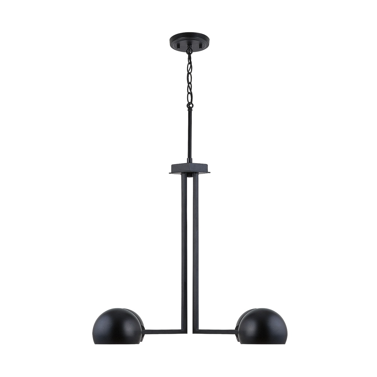 27" W x 21" H 4-Light Chandelier in Matte Black with Tiltable Metal Shades with White Interior