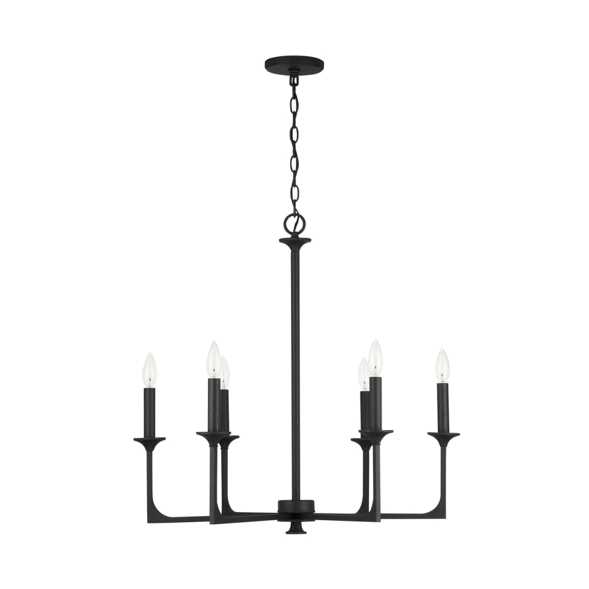 28" W x 27.5" H 6-Light Chandelier in Black Iron