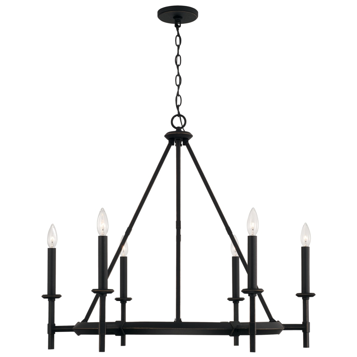 33" W x 28.5" H 6-Light Medium Chandelier in Brushed Black Iron