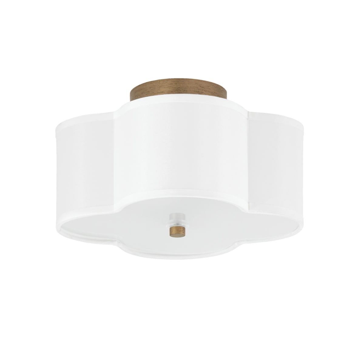 12" W x 7" H 2-Light Semi-Flush Mount in Brushed Gold with Scalloped White Fabric Shade