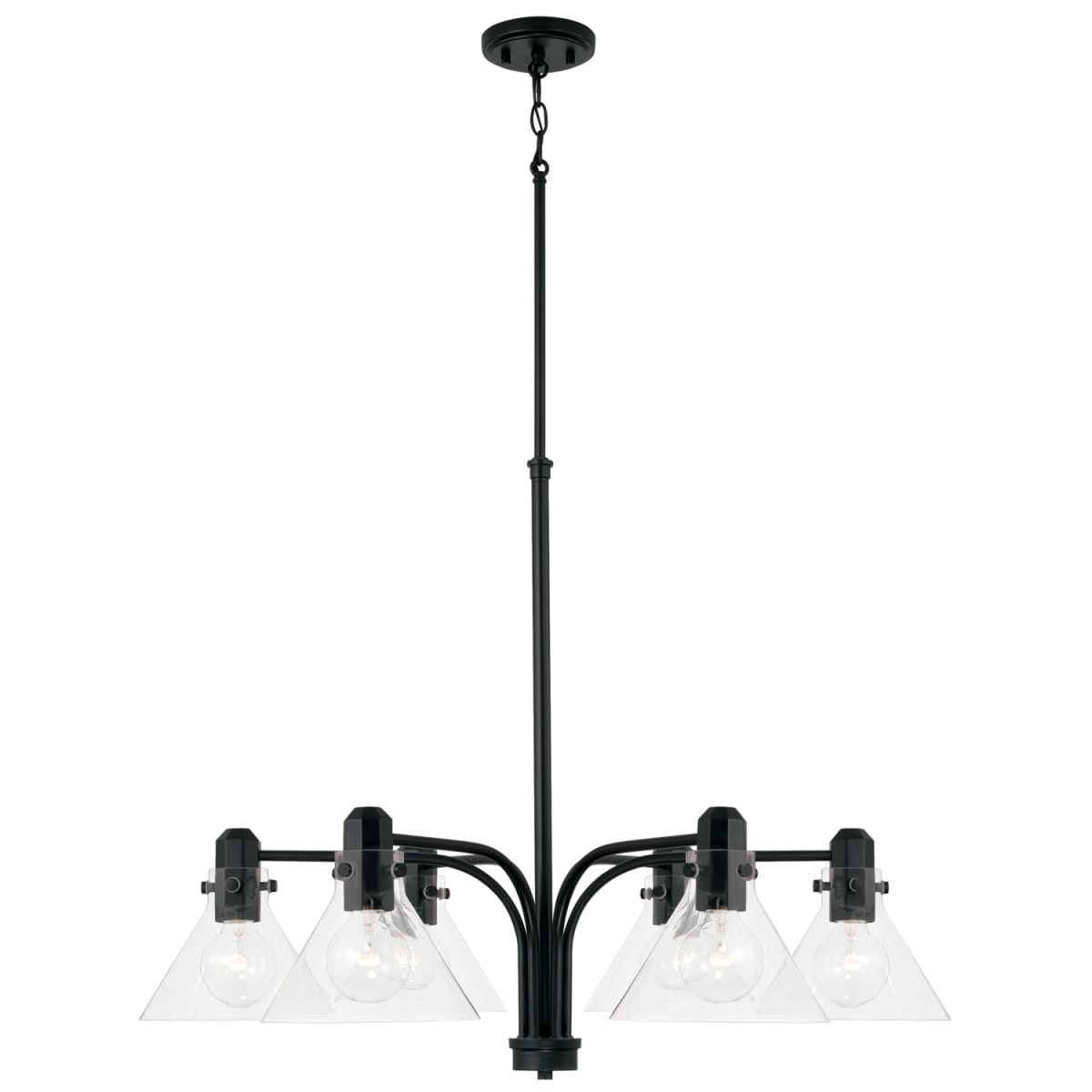 33" W x 25" H 6-Light Chandelier in Matte Black with Clear Glass