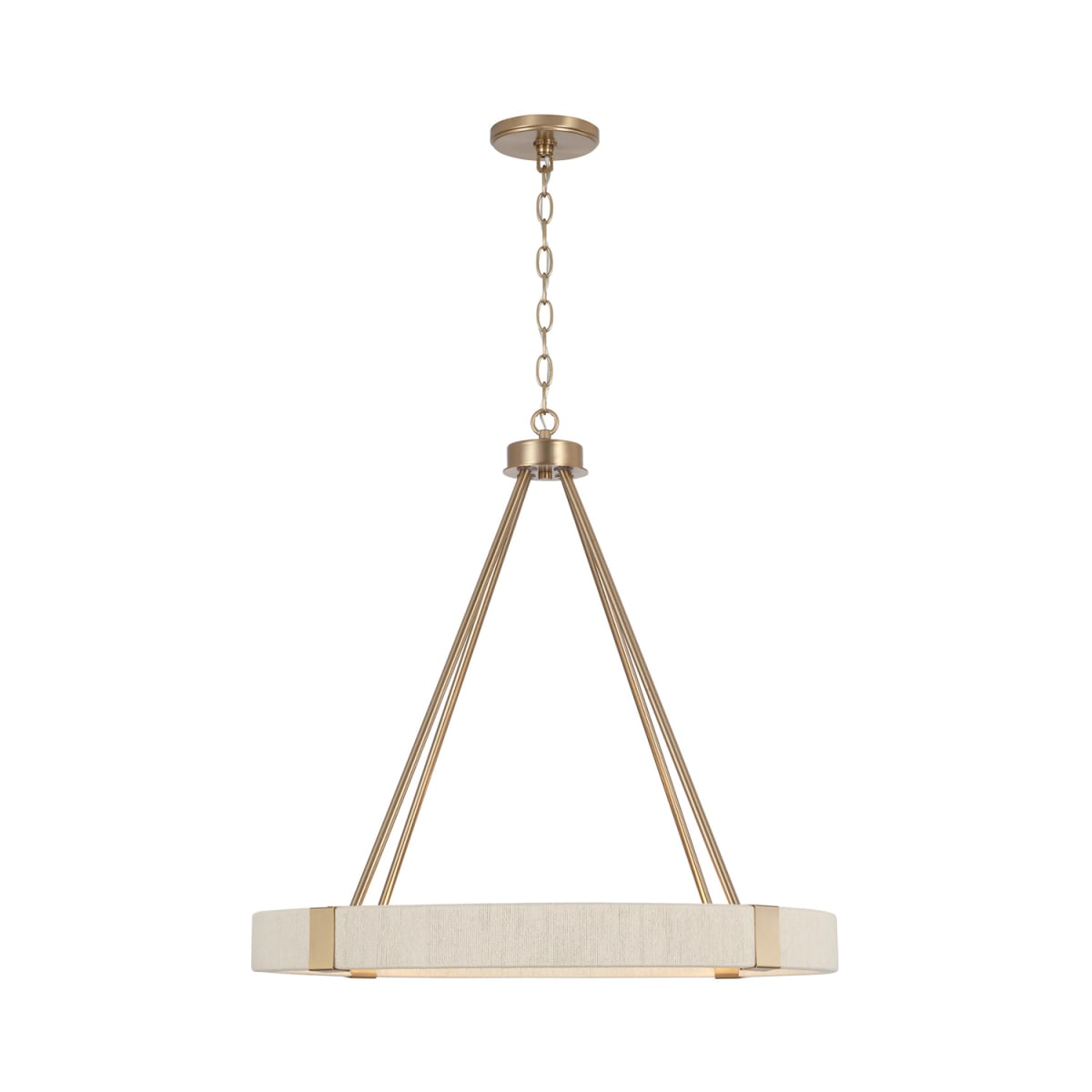26"W x 25.5"H 4-Light Chandelier in Matte Brass with Bleached Natural Rope