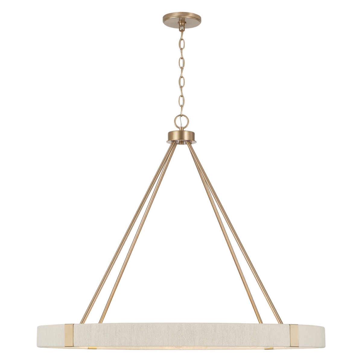 36"W x 30"H 8-Light Chandelier in Matte Brass with Bleached Natural Rope
