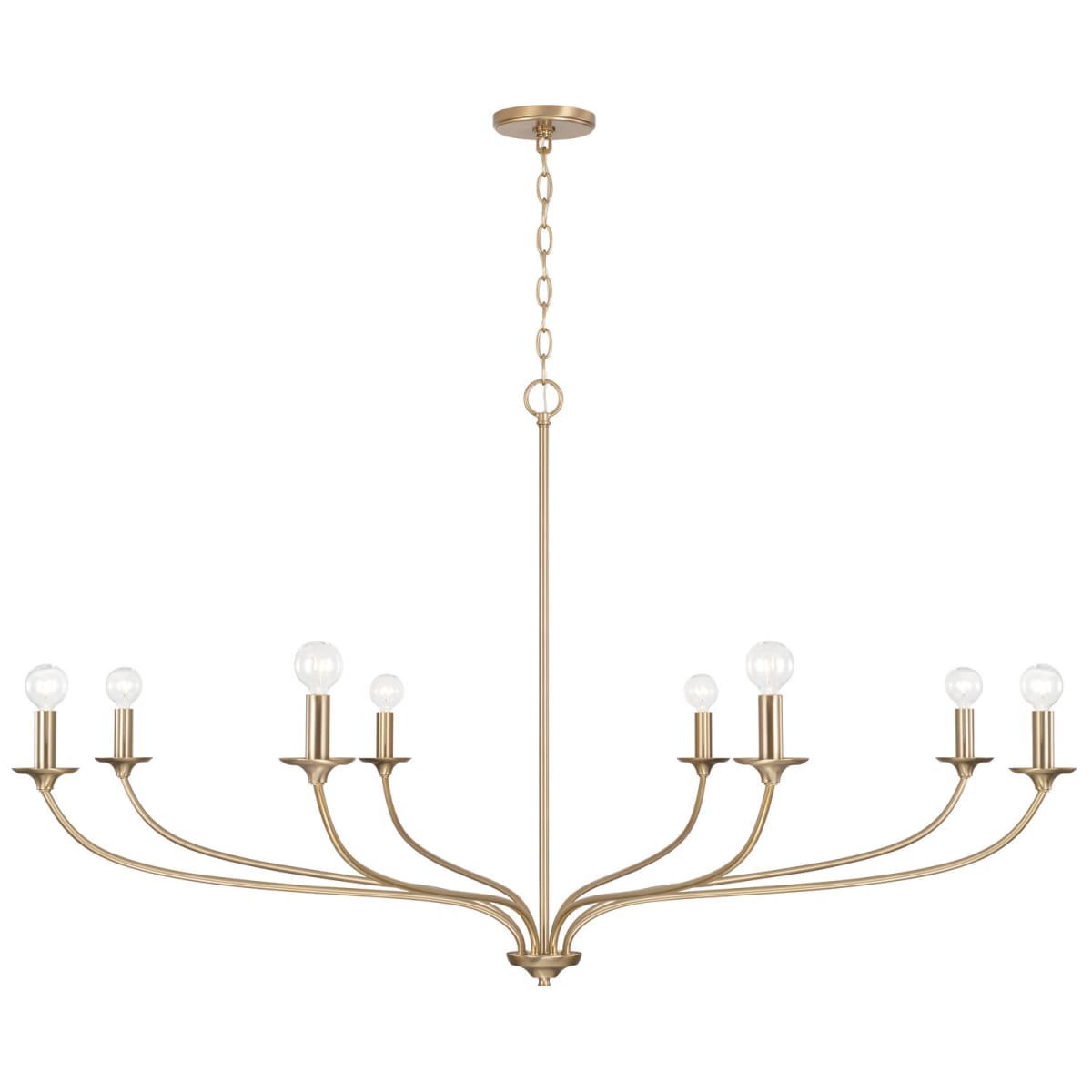 52"W x 29.75"H 8-Light Chandelier in Matte Brass