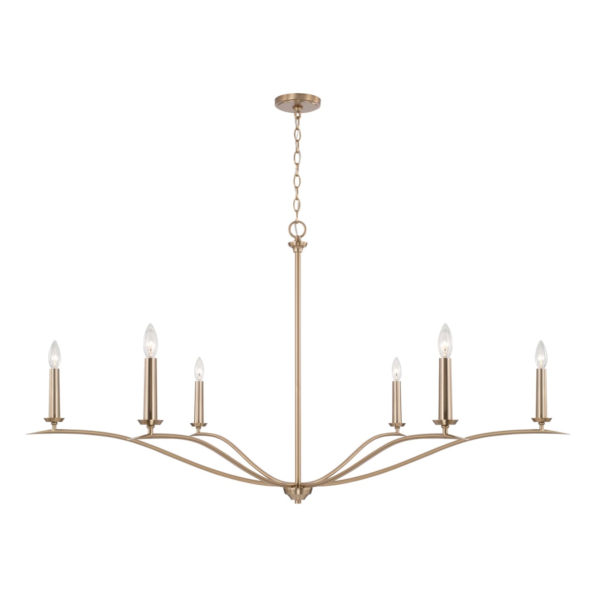 57"W x 29.25"H 6-Light Elongated Chandelier in Matte Brass