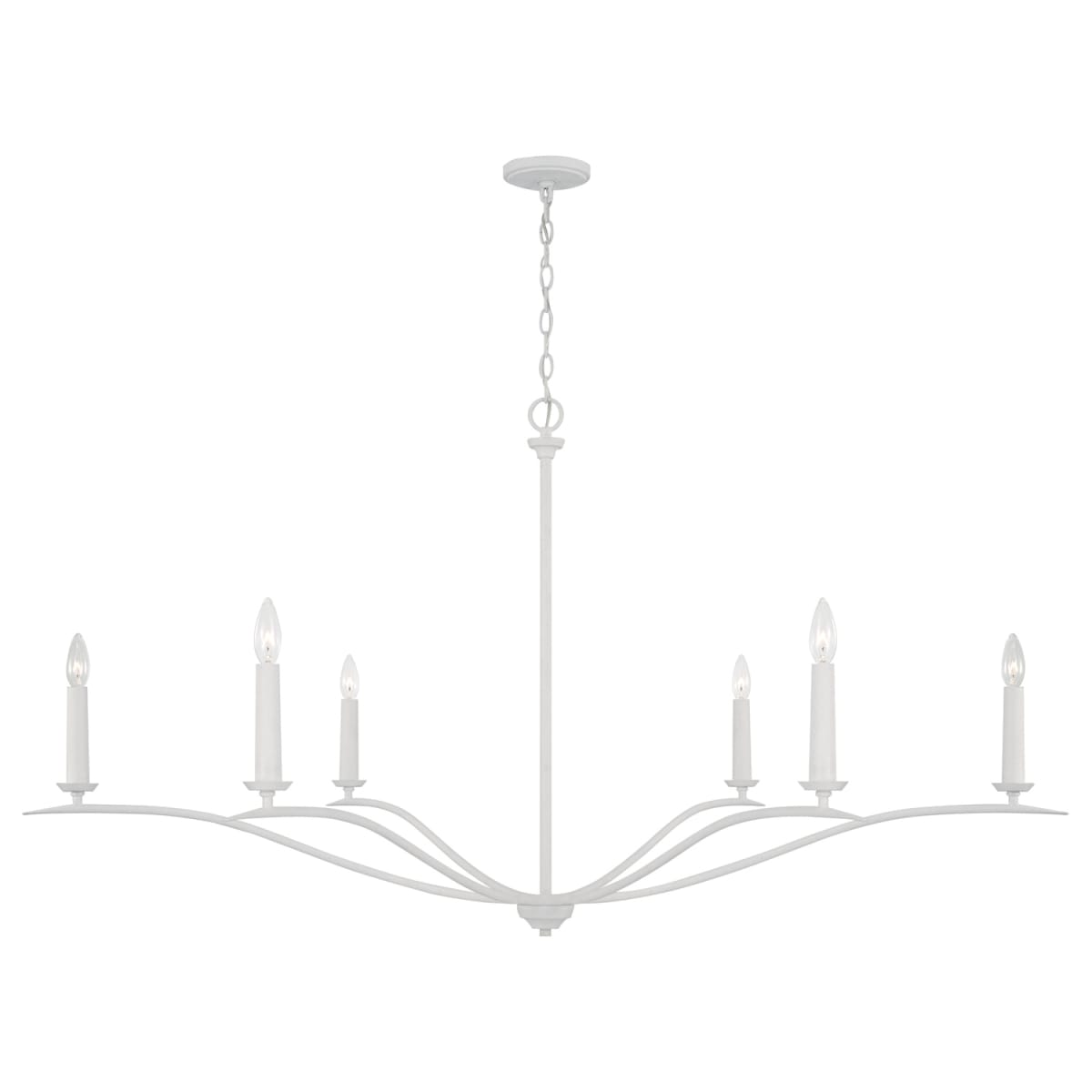 57"W x 29.25"H 6-Light Elongated Chandelier in Textured White