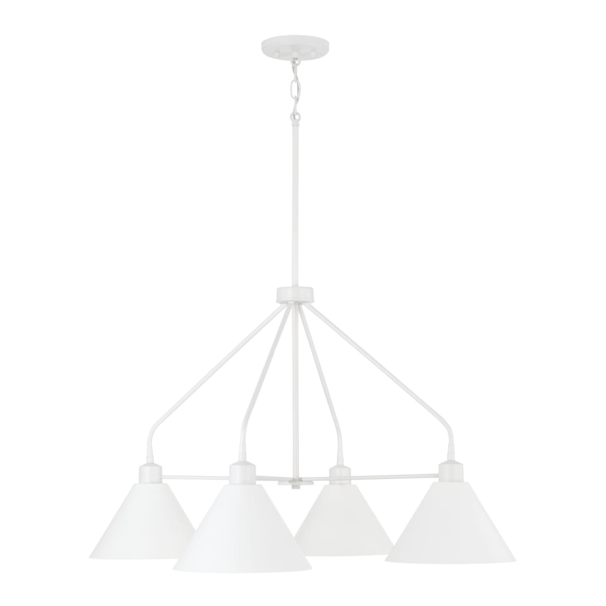 32.50"W x 20"H 4-Light Modern Metal Chandelier in White