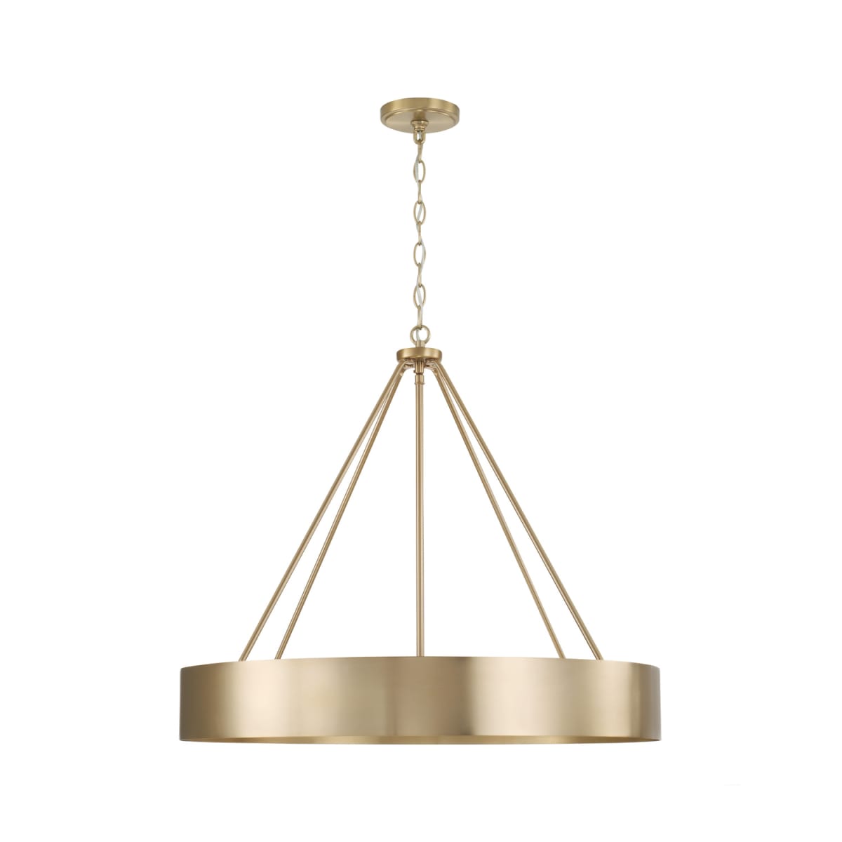 27.50"W x 24.25"H 4-Light Modern Circular Metal Chandelier in Matte Brass