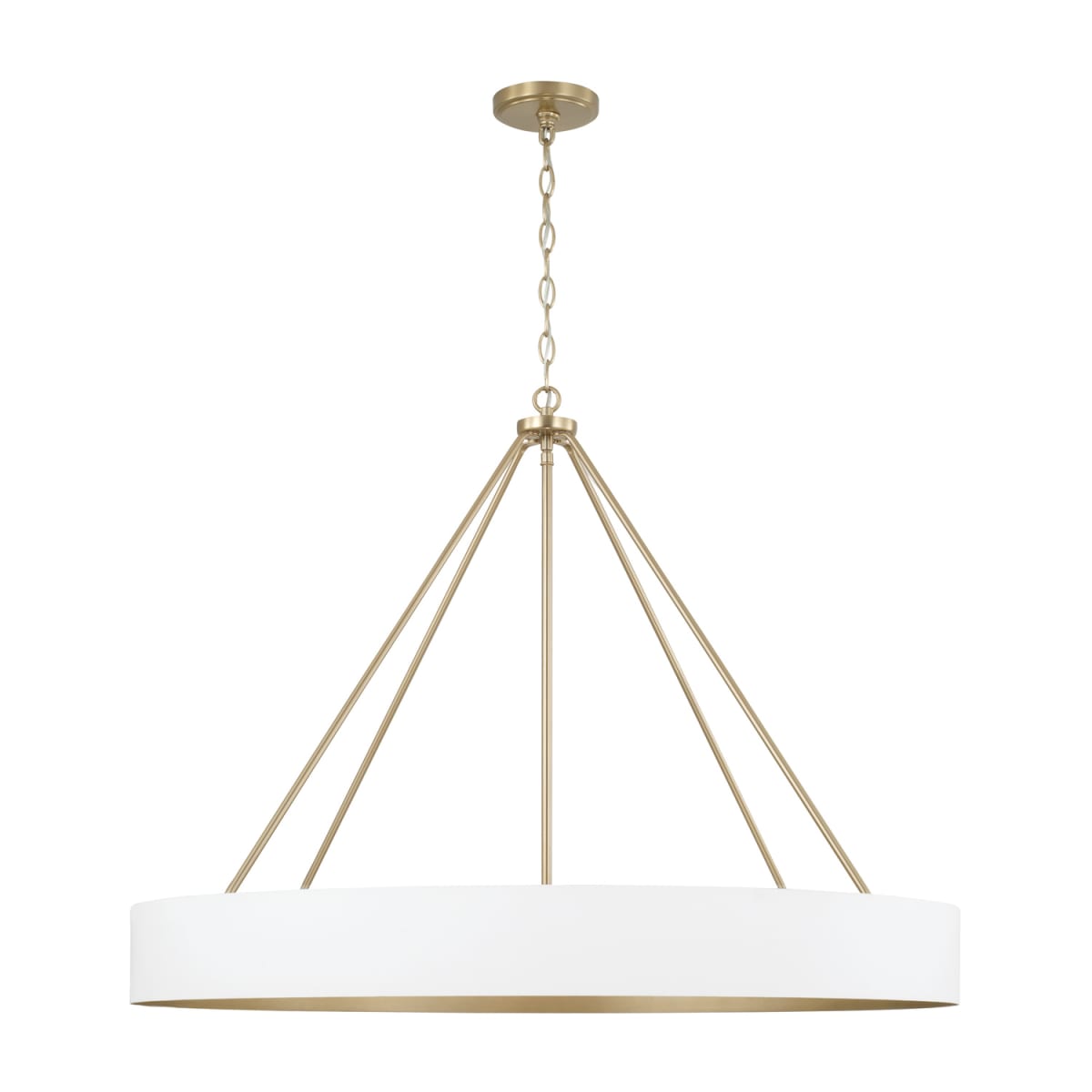 35.75"W x 27.25"H 6-Light Modern Circular Metal Chandelier in Matte White with Painted Matte Brass Interior