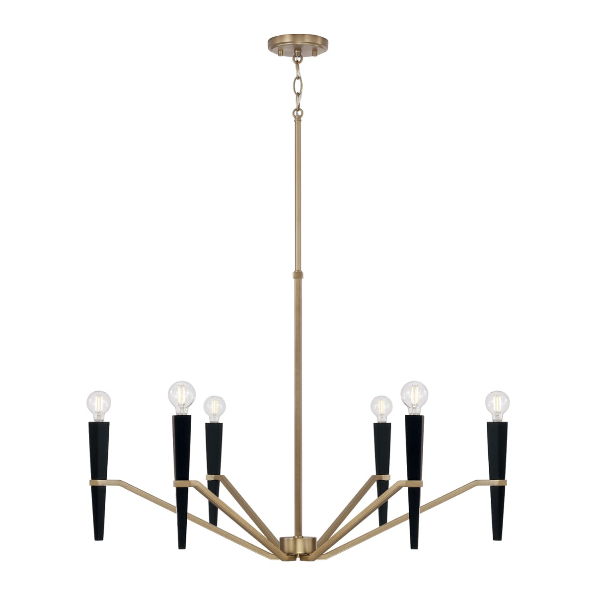 33" W x 22.5" H 6-Light Chandelier in Aged Brass and Black