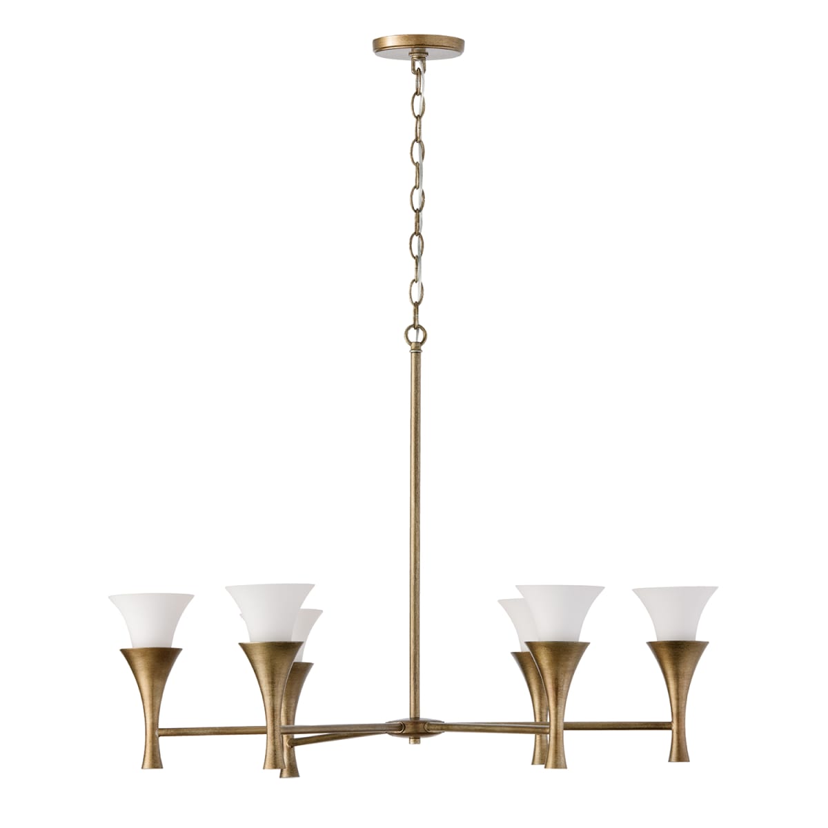 34" W x 23" H 6-Light Chandelier in Mystic Luster with Soft White Glass