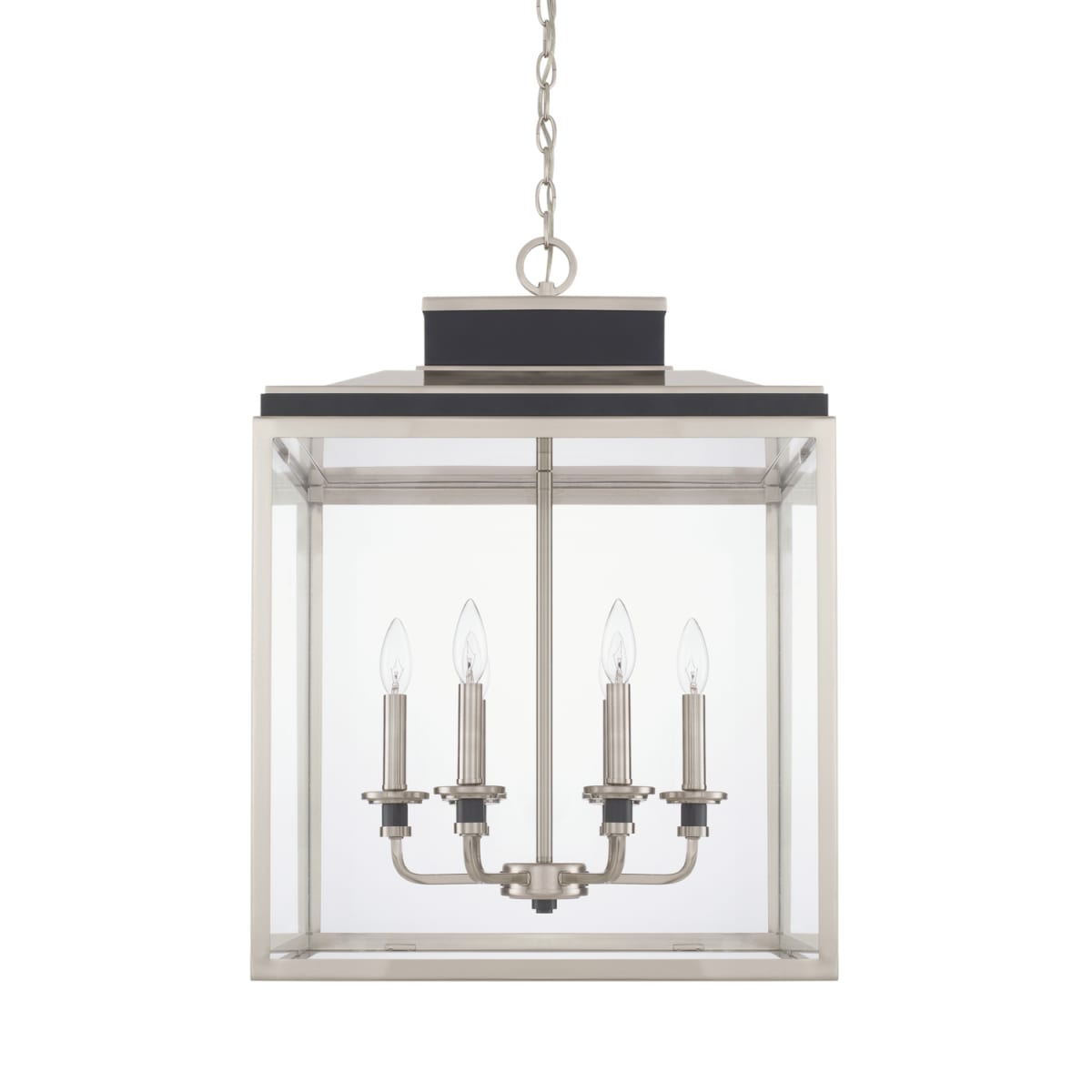 20" W x 27.5" H 6-Light Clear Glass Foyer in Brushed Nickel and Matte Black