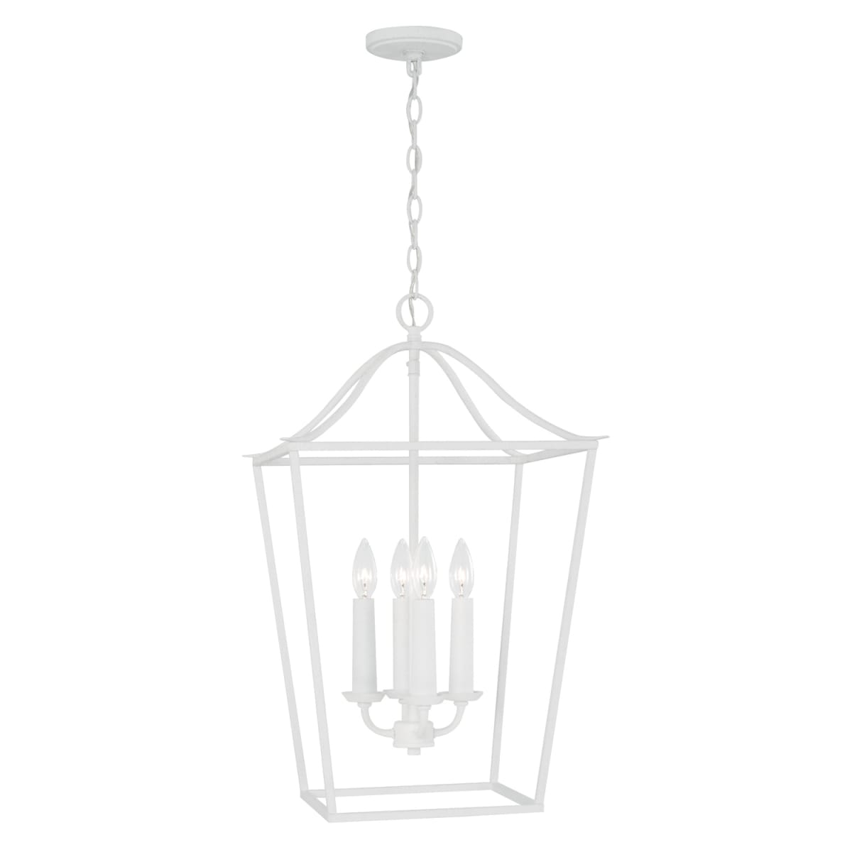 15.75"W x 25.5"H 4-Light Foyer Pendant Lantern in Textured White