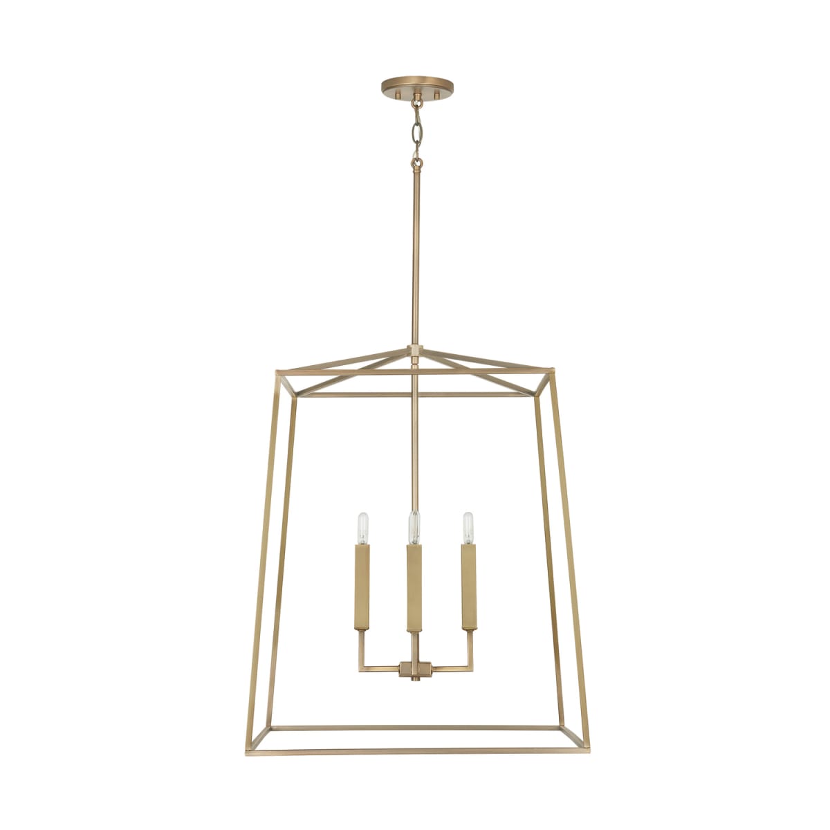 22" W x 27.5" H 4-Light Lantern Foyer Pendant in Aged Brass