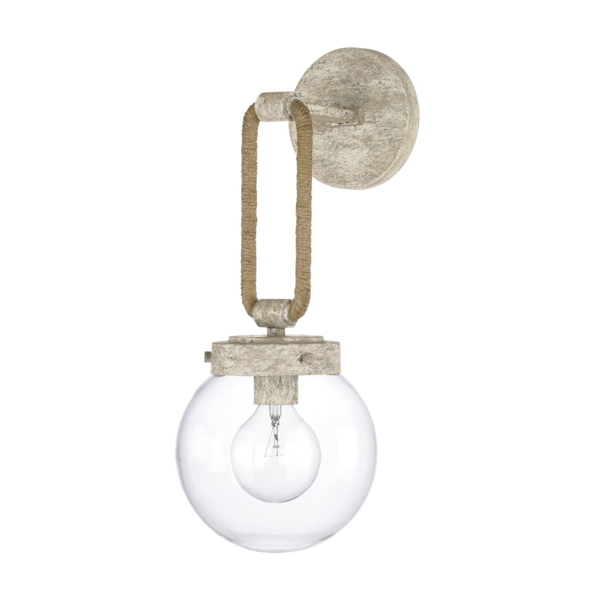 7" W x 18" H x 8.5" E 1-Light Clear Globe Sconce with Natural Jute in Mystic Sand