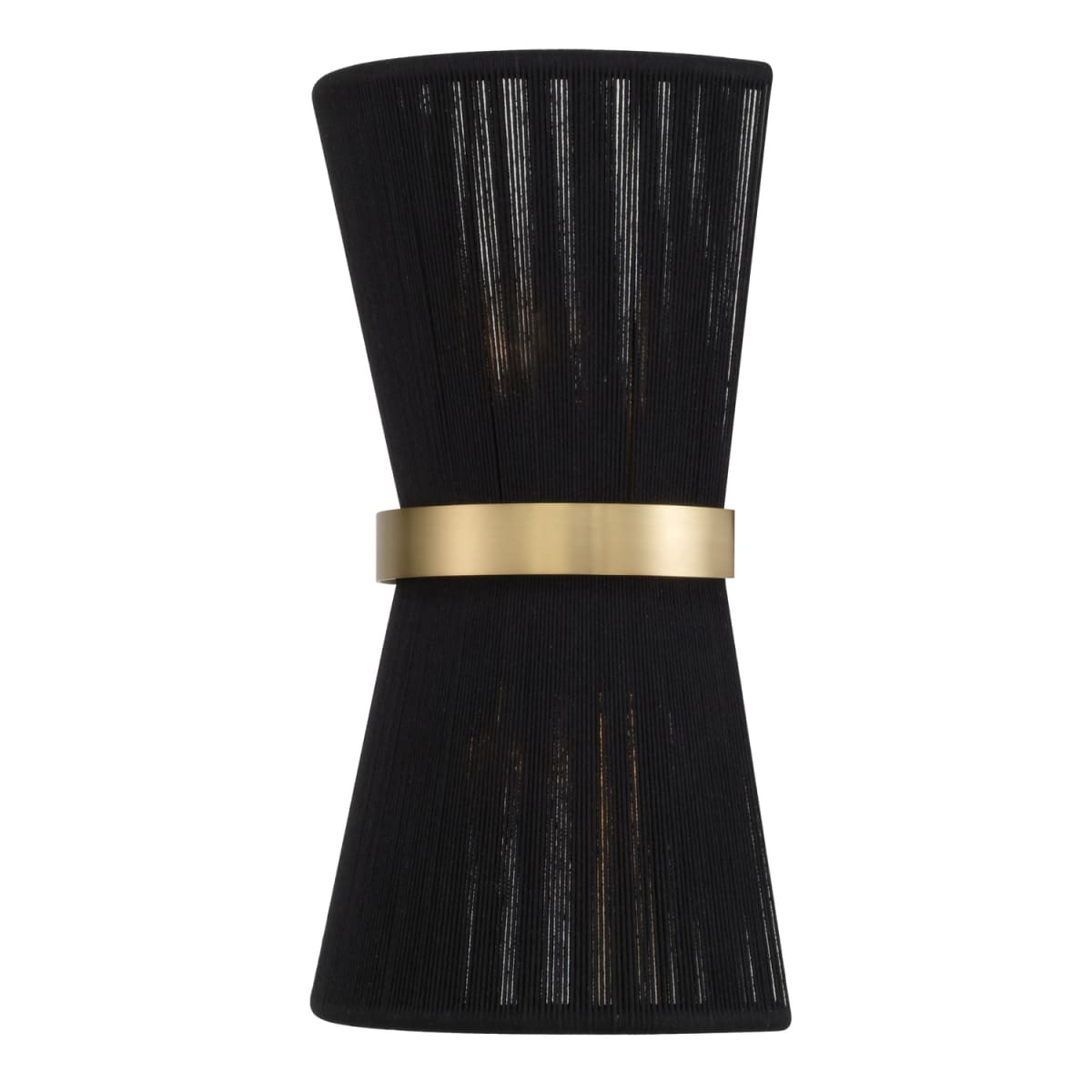 8.75"W x 16"H 2-Light Sconce in Handwrapped Black Rope String and Hand-Distressed Patinaed Brass