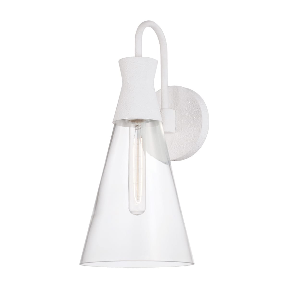 7.25"W x 16.25"H 1-Light Sconce in Textured White with Clear Glass