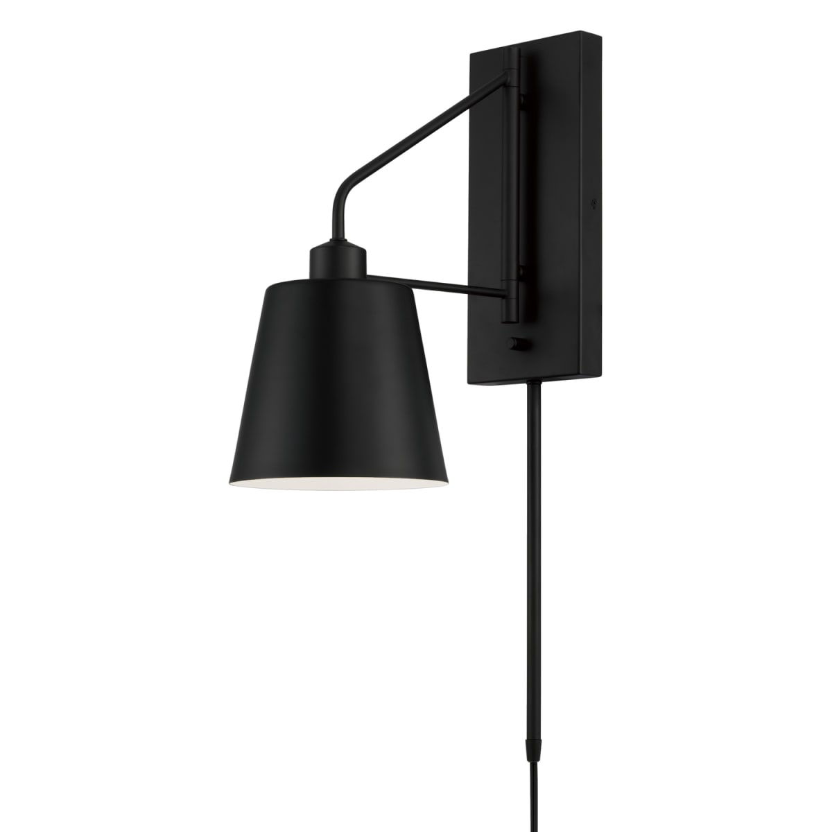 6.75"W x 24.50"H 1-Light Modern Metal Sconce in Matte Black with White Interior