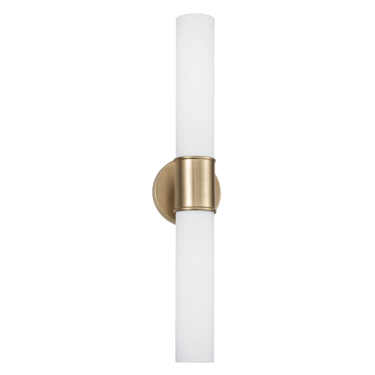25.25"W x 5"H 2-Light Dual Sconce in Matte Brass with Soft White Glass